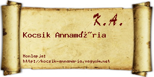 Kocsik Annamária névjegykártya